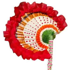 Bengali Traditional Designer Talpatar Haat Pakha (Red & White Colour)